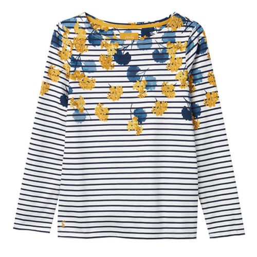Joules Harbour Print Lilypad Border Stripe Long Sleeve Jersey Top