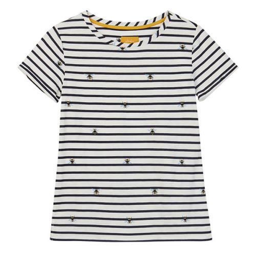 Joules Nessa Print Cream Stripe Bee Lightweight Jersey T-Shirt