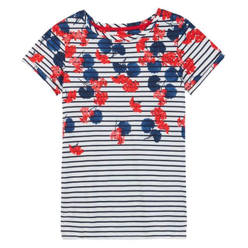 Joules Nessa Print Lilypad Border Stripe Lightweight Jersey T-Shirt