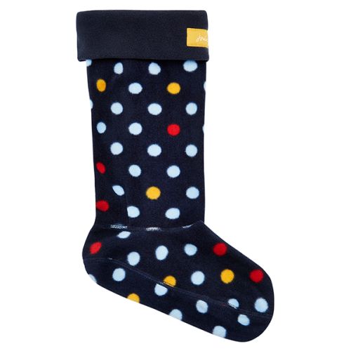 Joules Welton Printed Navy All Over Spot Fleece Welly Liners