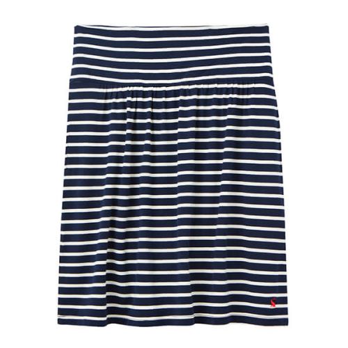Joules Navy Cream Stripe Tayla Jersey Skirt With Gathers