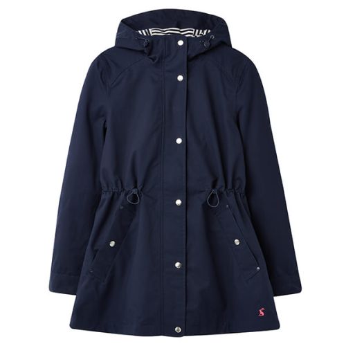 Joules French Navy Shoreside Waterproof A-Line Coat Size 12