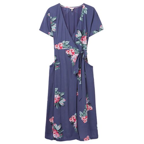 Joules Floral Blue Callie Print Wrap Dress Size 16