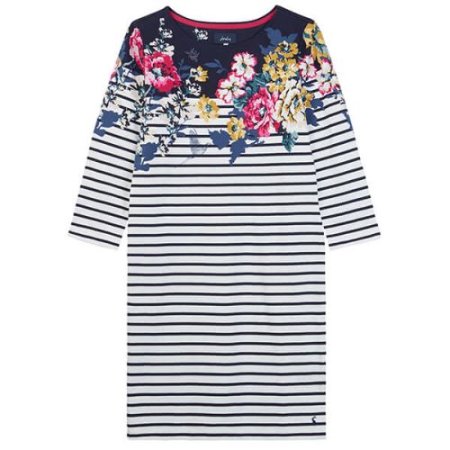 Joules Riviera Print Anniversary Border Floral 3/4 Sleeve Jersey Dress