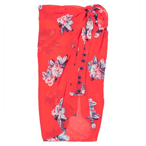 Joules Red Floral Sirena Sarong