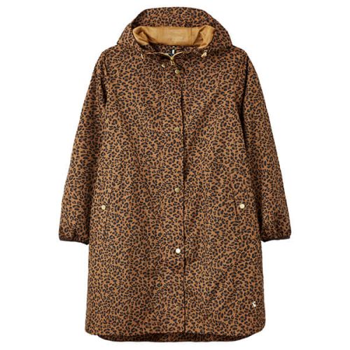 Joules Tan Leopard Waybridge Waterproof Raincoat Size 16