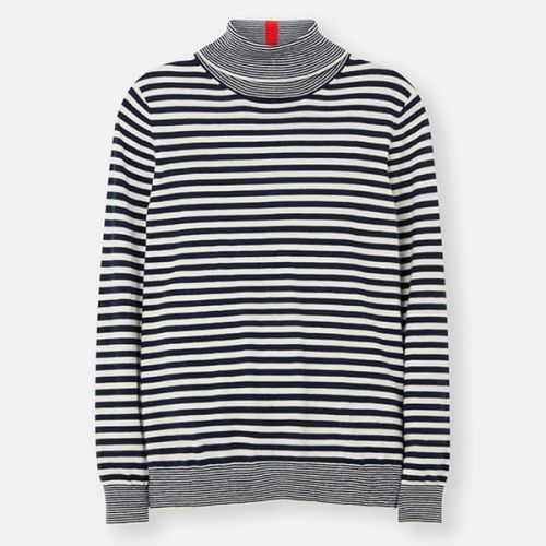 Joules French Navy Stripe Orianna Knitted Roll Neck Jumper