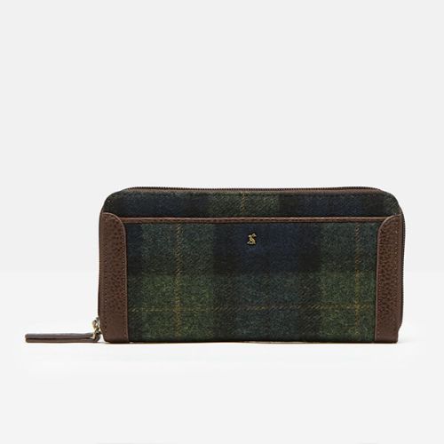 Joules Navy Green Check Fulbrook Tweed Purse