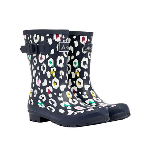 Joules Navy Leopard Molly Mid Heighted Printed Wellies