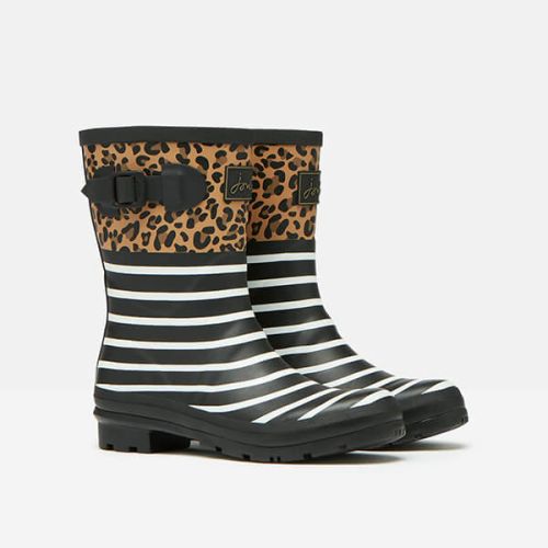 Joules Tan Leopard Stripe Molly Mid Height Printed Wellies