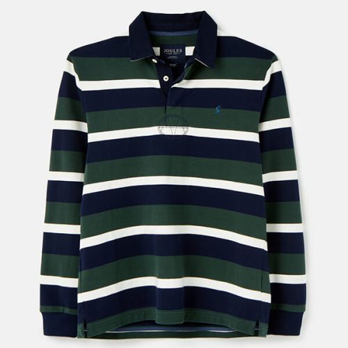Joules Green Stripe Onside Rugby Shirt Size S