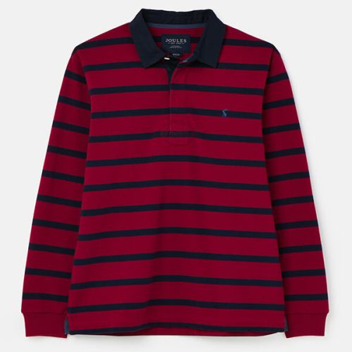 Joules Red Navy Stripe Onside Rugby Shirt