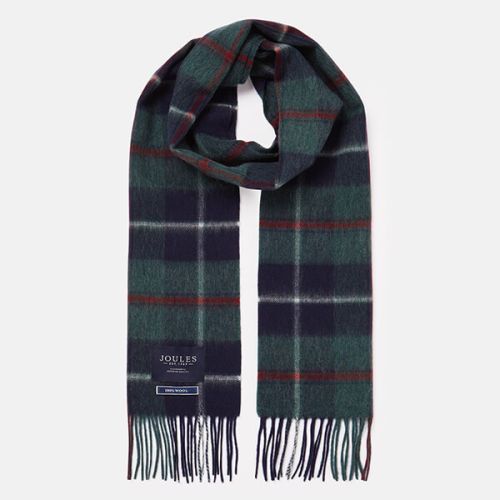 Joules Green Multi Check Tytherton Wool Checked Scarf