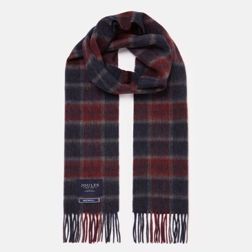 Joules Purple Marl Check Tytherton Wool Checked Scarf