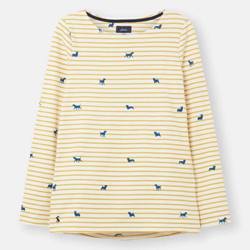 Joules Dog Stripe Harbour Print Long Sleeve Jersey Top Size 18