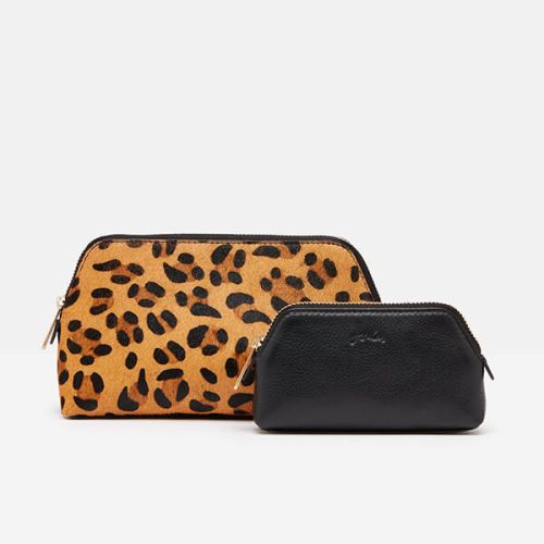 Joules Black Peplow Leather Cosmetic Purse Gift Set