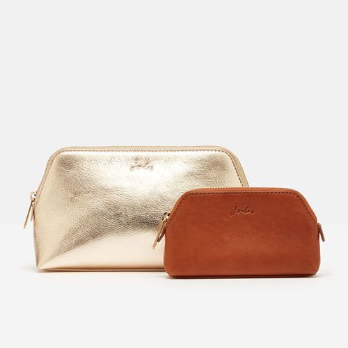 Joules Gold Peplow Leather Cosmetic Purse Gift Set