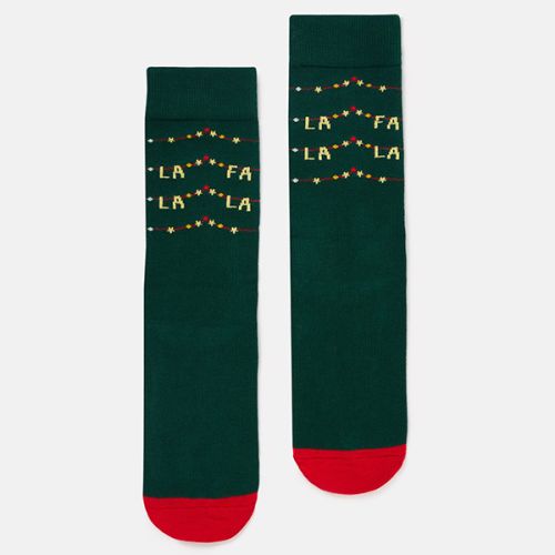 Joules Navy FaLaLa Christmas Single Socks Size 4-8