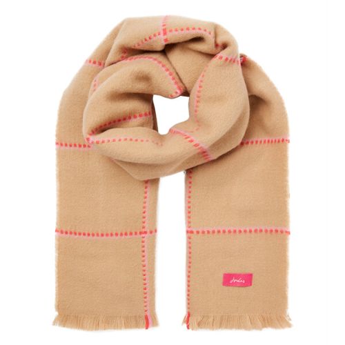 Joules Camel Pink Check Stamford Checked Scarf