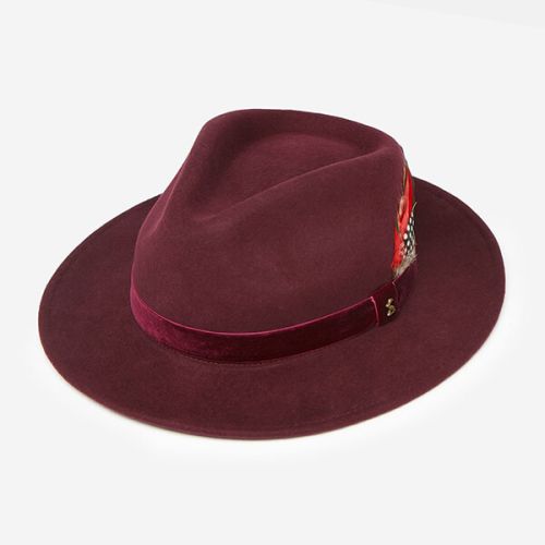 Joules Ox Blood Fedora Felt Hat