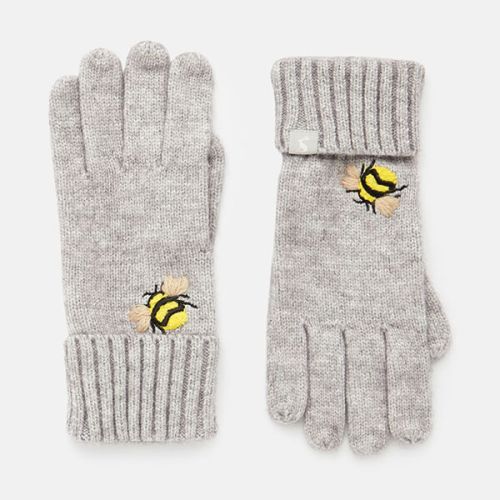 Joules Grey Embroidered Bee Stafford Embroidered Gloves