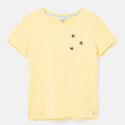 Joules Yellow Bee Carley Embroidered Classic Crew Neck Top