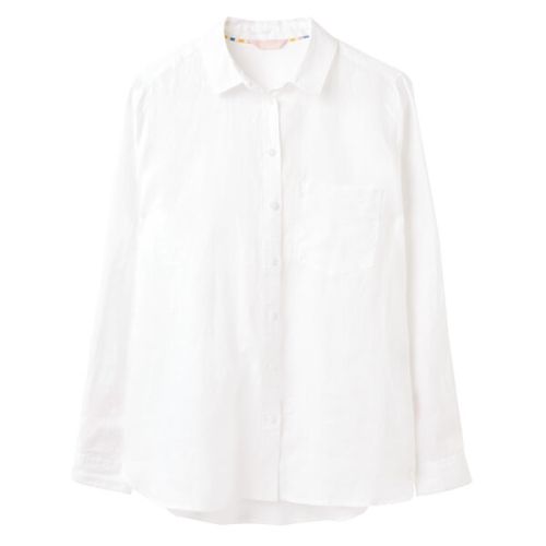 Joules Bright White Lorena Linen Longline Shirt