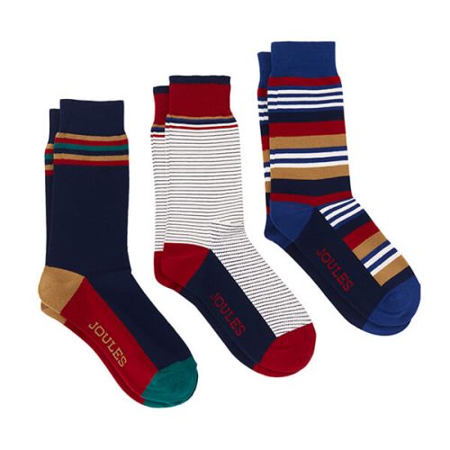 Joules Multi Stripe Striking 3 Pack Socks Size 7-12