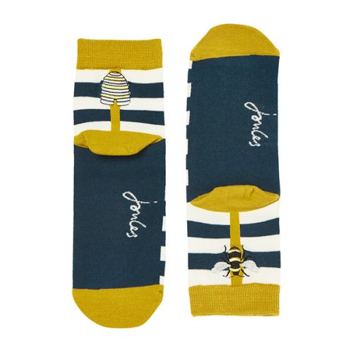 Joules Bee Stripe Brill Bamboo Embroidered Socks Size 4-8