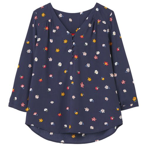 Joules Multi Ditsy Briella V Neck Long Sleeve Woven Top