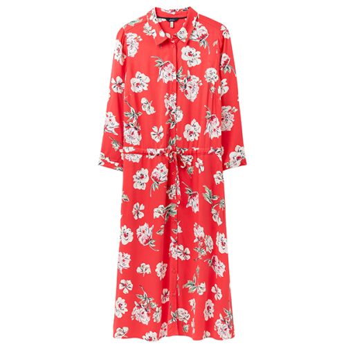 Joules Red Floral Winslet Long Sleeve Shirt Dress