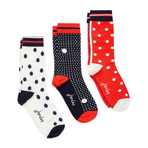 Joules Spots Navy Brill Bamboo Pack of 3 Socks