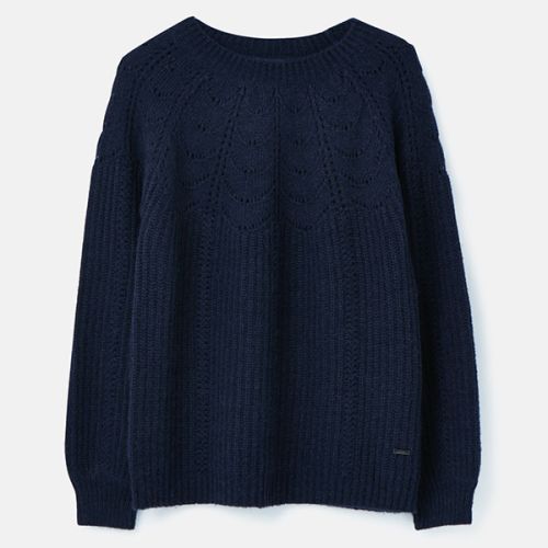 Joules French Navy Jenna Knitted Pointelle Stitch Jumper Size 18