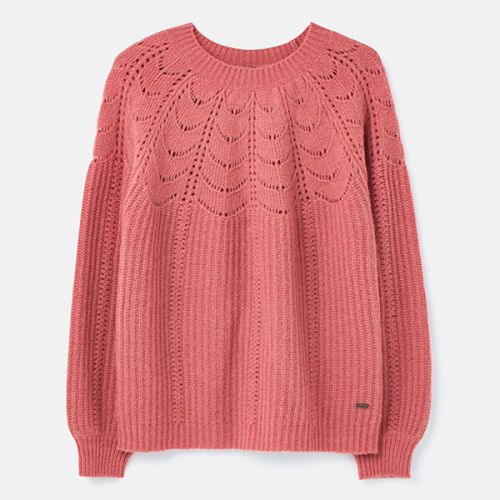 Joules Pink Jenna Knitted Pointelle Stitch Jumper