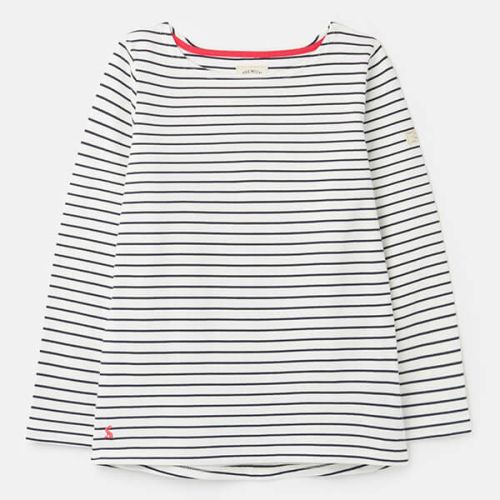 Joules Cream Navy Stripe Harbour Long Sleeve Jersey Top Size 16