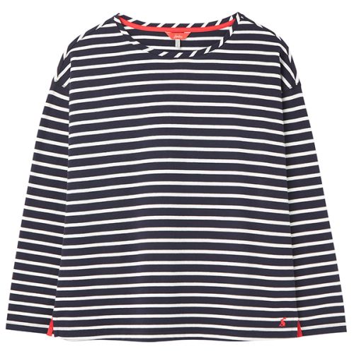 Joules Navy Cream Stripe Marina Dropped Shoulder Jersey Top