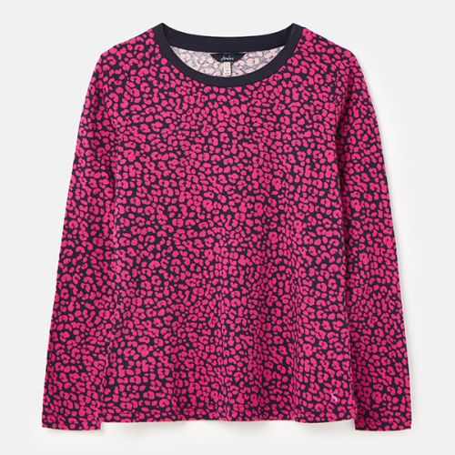 Joules Navy Leopard Selma Print Long Sleeve Jersey Top Size 18