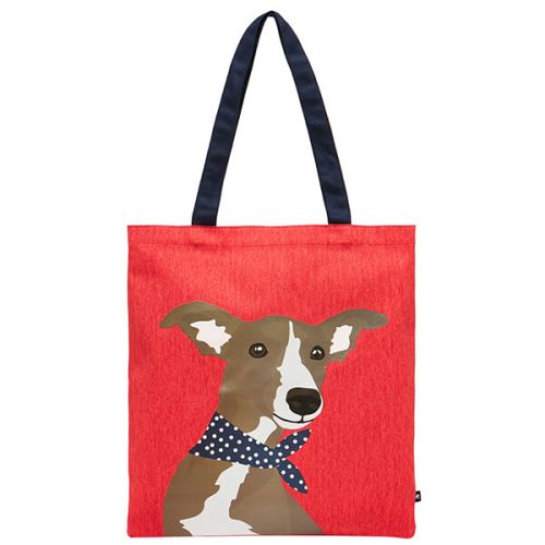 Joules Red Whippet Dog Lulu Canvas Tote Bag