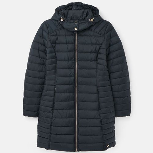 Joules Navy Canterbury Long Luxe Padded Jacket Size 18