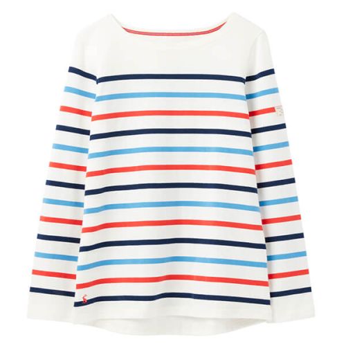Joules Cream Navy Red Blue Stripe Harbour Long Sleeve Jersey Top