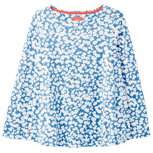 Joules Blue Floral Harbour Light Long Sleeve Jersey Top