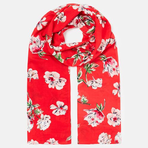 Joules Red Floral Conway Printed Scarf