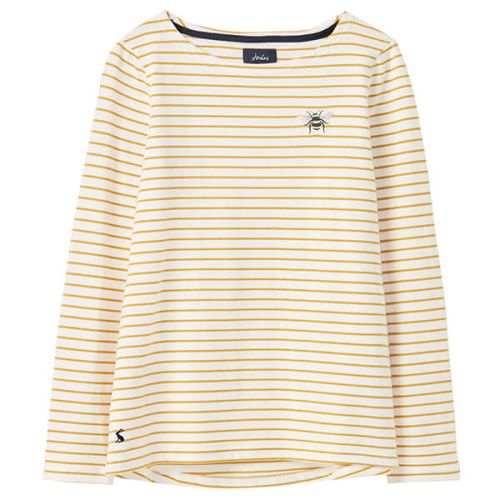Joules Cream Gold Stripe Harbour Long Sleeve Jersey Top