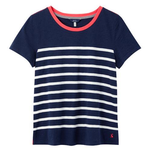 Joules French Navy Cream Stripe Carley Classic Crew T-shirt
