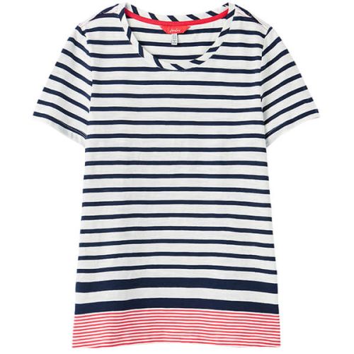 Joules Navy Cream Red Stripe Carley Classic Crew T-Shirt