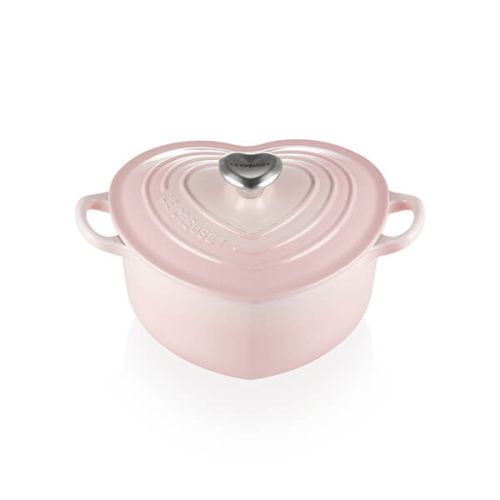 Le Creuset Shell Pink Cast Iron 20cm Heart Casserole with Heart Knob