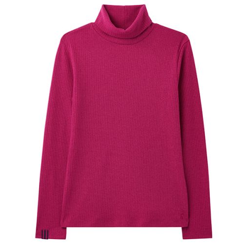 Joules Berry Blush Clarissa Solid Roll Neck Jersey Top