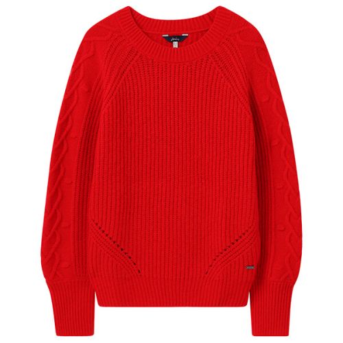 Joules Red Loretta Heart Cable Jumper