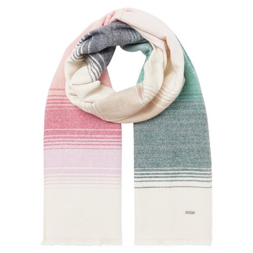 Joules Cream Pink Green Bridey Checked Warm Handle Scarf