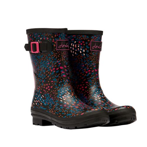Joules Black Speckle Molly Mid Height Printed Wellies